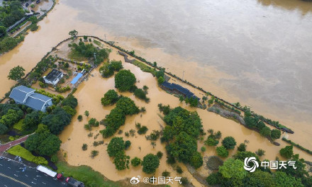 航拍福建上杭洪水现场