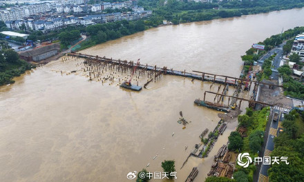 航拍福建上杭洪水现场