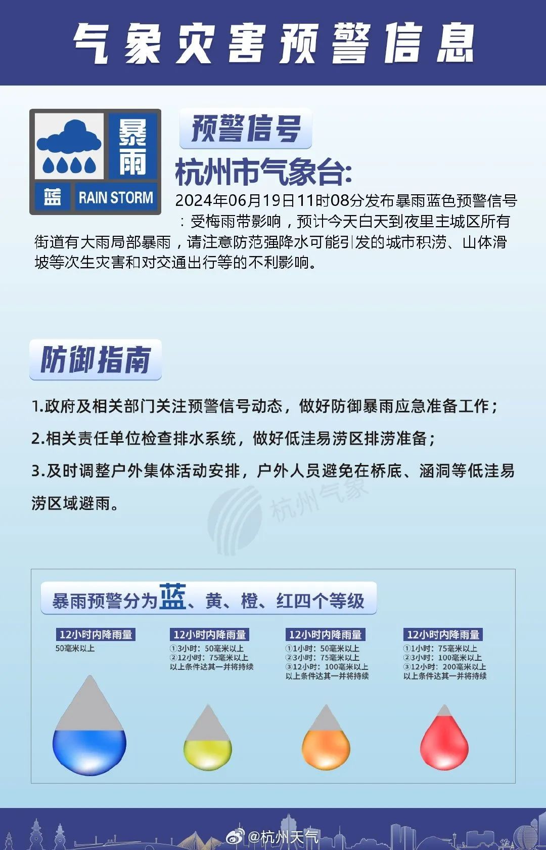 刚刚，杭州连发预警！今明全市有大雨部分暴雨，个别大暴雨！