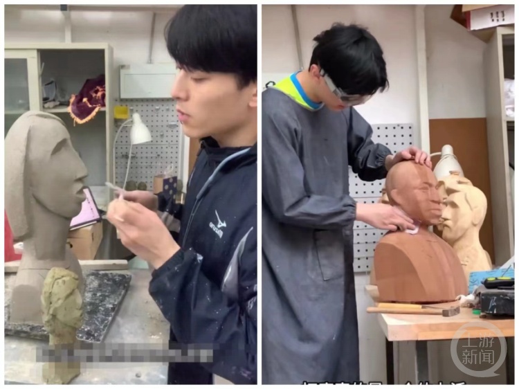 杭州一男生凭足球明星雕塑拿到中国美院银奖