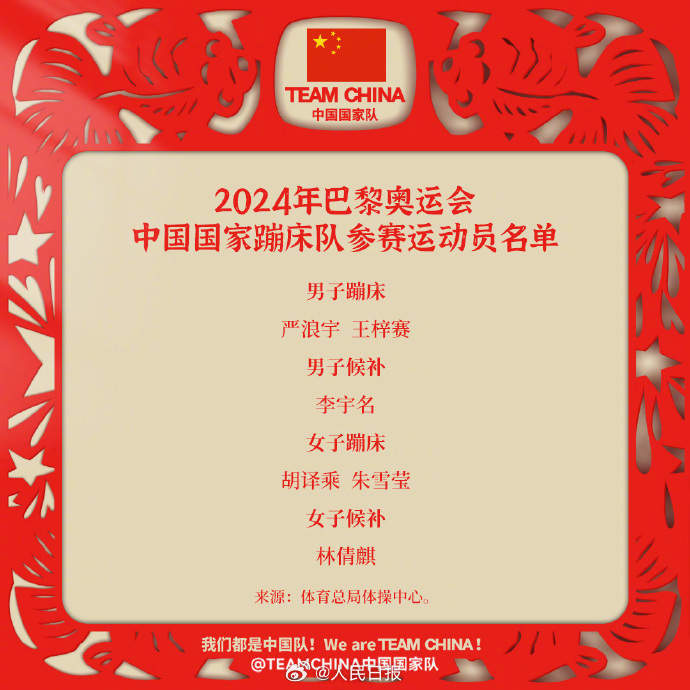 为奥运健儿加油！中国队出征巴黎奥运已公示名单