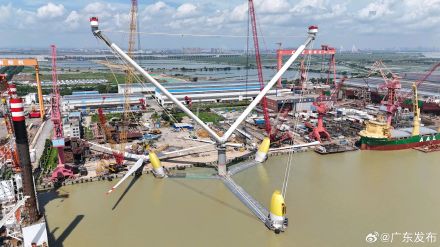 全球单体容量最大漂浮式风机在广州南沙面世