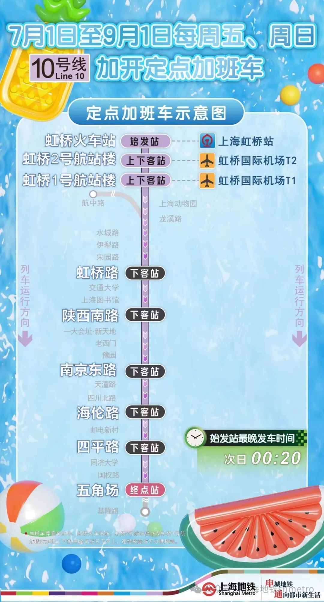 上海地铁公布暑期延运服务方案,10、17号线7月1日至9月1日每周五、周日加开 上海地铁公布暑期延运服务方案,10、17号线7月1日至9月1日每周五、周日加开
