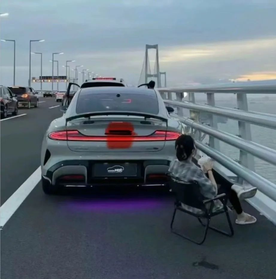 深中通道违停喝饮料看风景，扣分罚款重考