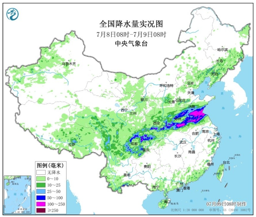 昨日山东,江苏局地日雨量超200毫米!
