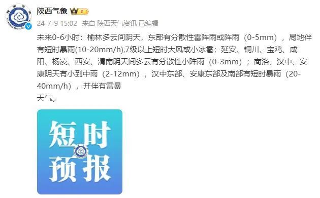 短时暴雨将至,陕西发布最新预报!西安降雨再来时间→ 短时暴雨将至,陕西发布最新预报!西安降雨再来时间→