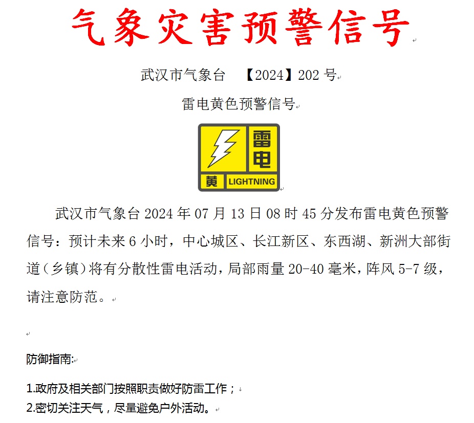 预警升级!暴雨、雷电、大风到武汉,转晴就在…… 预警升级!暴雨、雷电、大风到武汉,转晴就在……