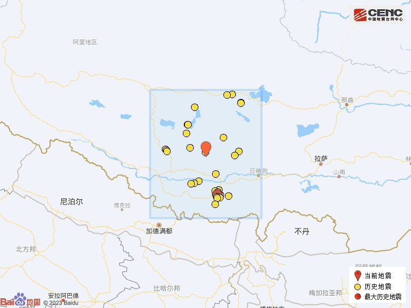 西藏日喀则市昂仁县发生3.4级地震