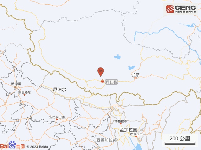 西藏日喀则市昂仁县发生3.4级地震