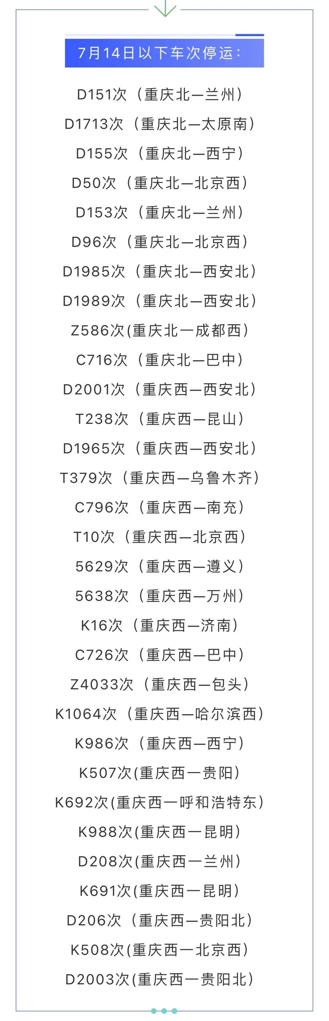 重庆西部和北部有大到暴雨！重庆火车站今日将停运31趟列车