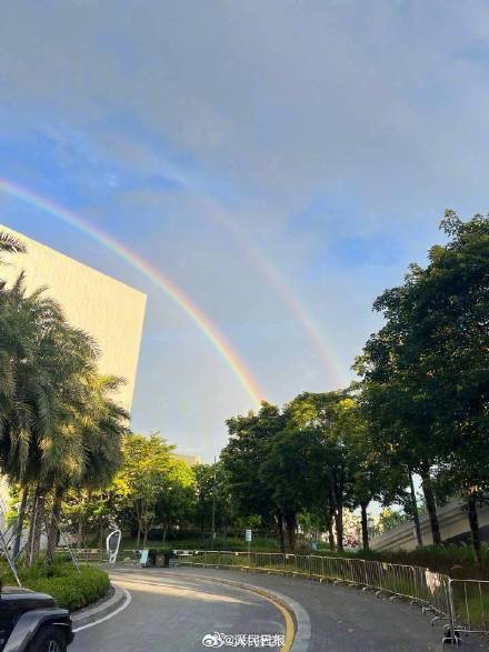 好运加倍！深圳天空现双彩虹超浪漫
