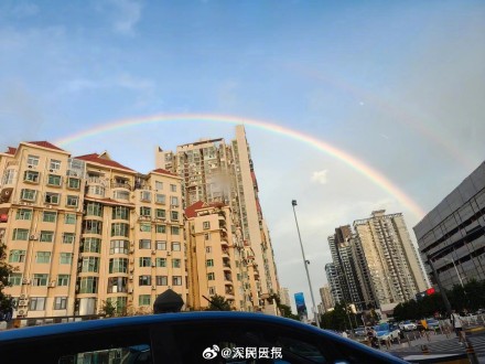 好运加倍！深圳天空现双彩虹超浪漫