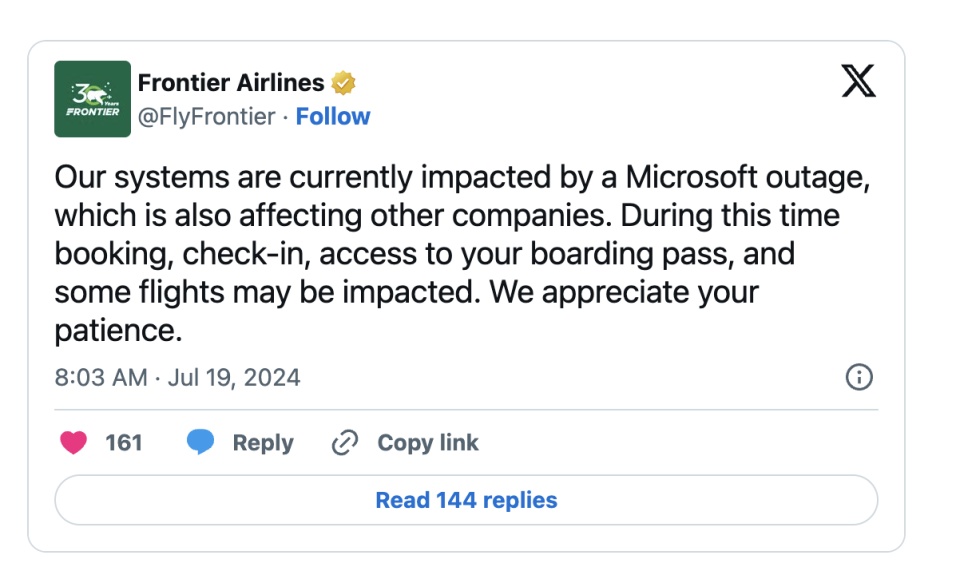 热搜第一!微软崩了!多国航司停运,银行、企业等受影响 热搜第一!微软崩了!多国航司停运,银行、企业等受影响
