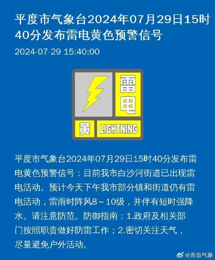 局部最高温39℃!刚刚,青岛多地发布高温橙色预警、雷电黄色预警!注意防范…… 局部最高温39℃!刚刚,青岛多地发布高温橙色预警、雷电黄色预警!注意防范……