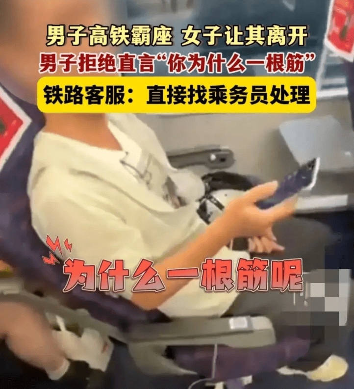 男子高铁霸座充电还嘲讽：你怎么一根筋？官方通报