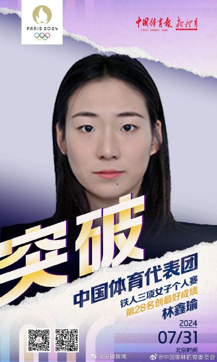 好样的！铁人三项林鑫瑜创中国队奥运最好成绩