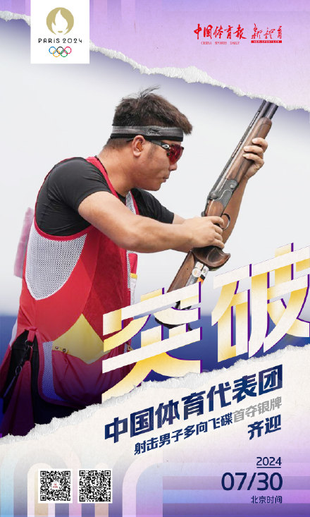 中国射击队首夺奥运会男子多向飞碟亚军