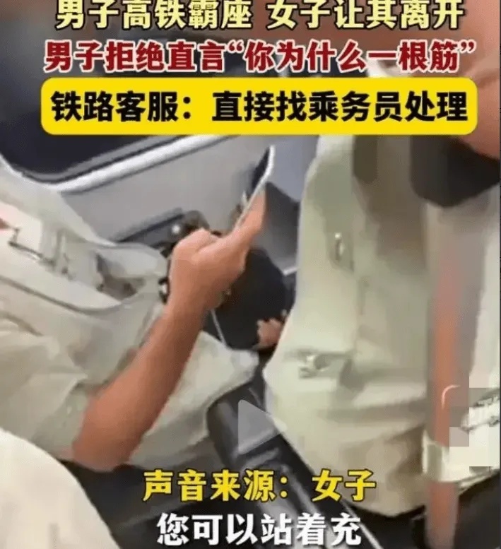 “你怎么一根筋？”男子高铁霸座充电还嘲讽，官方通报