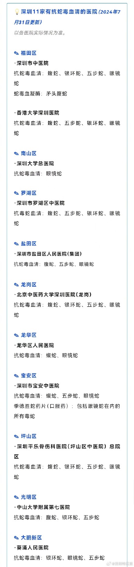 7月深圳14人被蛇咬伤！深圳有抗蛇毒血清医院达11家