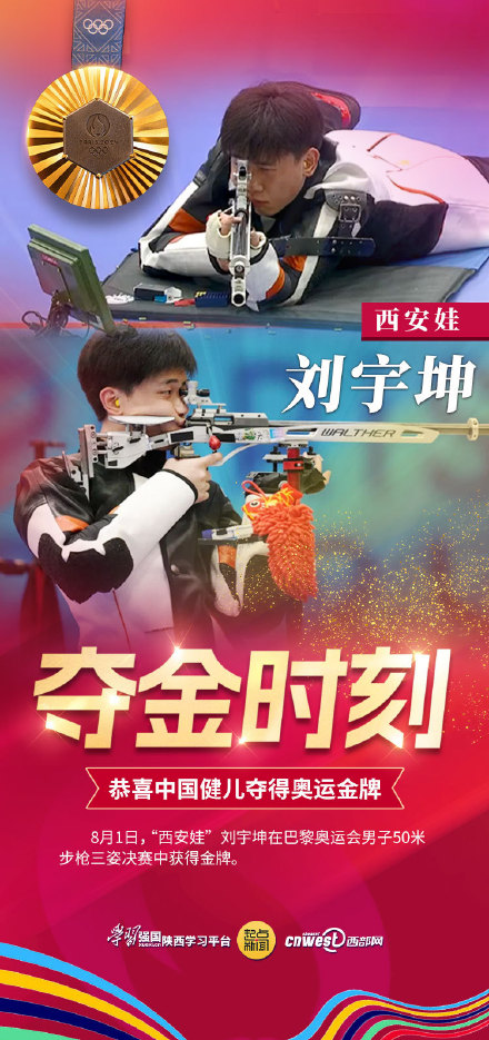 祝贺!陕西神枪手刘宇坤巴黎奥运会摘金 祝贺!陕西神枪手刘宇坤巴黎奥运会摘金