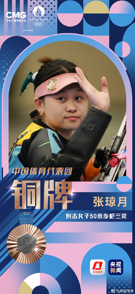 张琼月夺射击女子50米步枪3姿铜牌