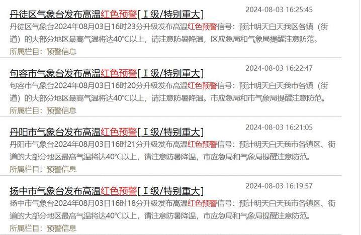 江苏多地发布高温红色预警！