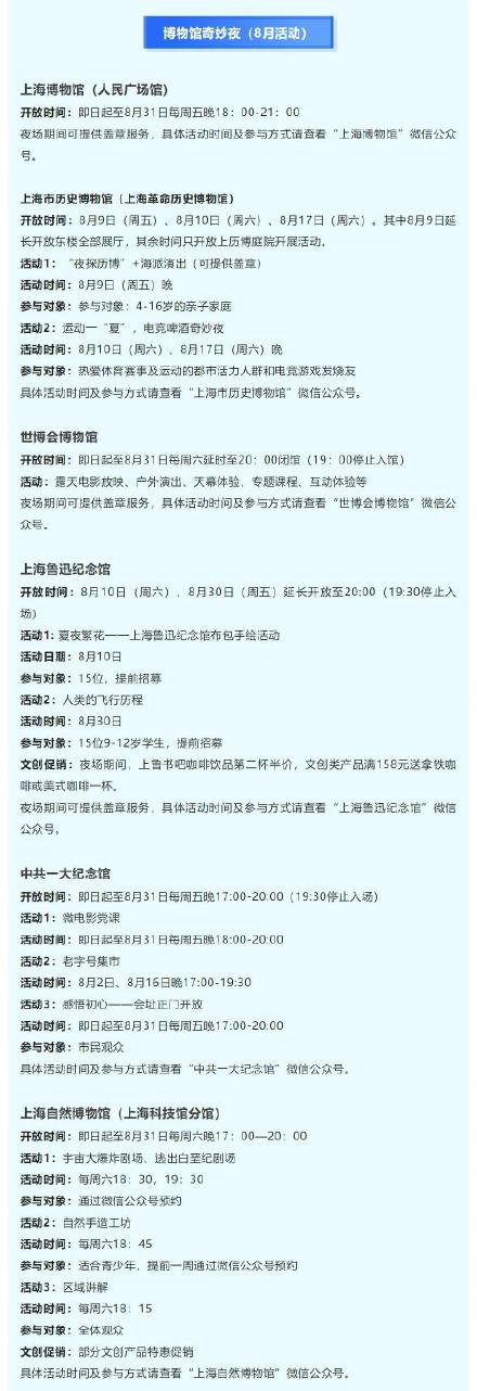 超长待机，上海部分博物馆8月取消闭馆日