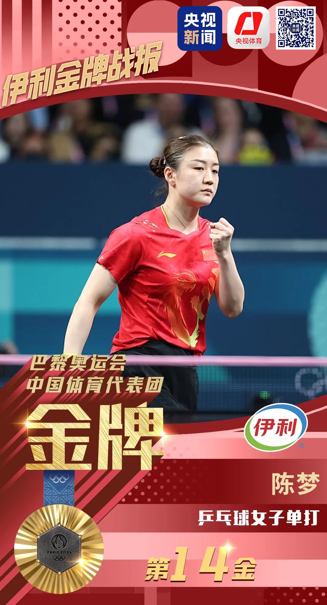 祝贺中国队！陈梦金牌，孙颖莎银牌
