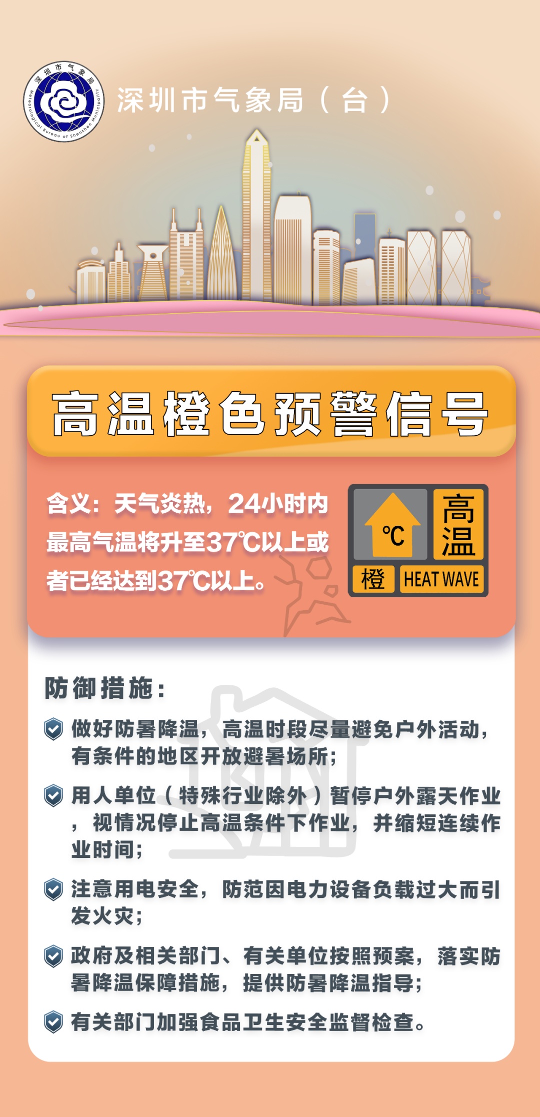 热浪来袭！深圳高温橙色预警信号生效中