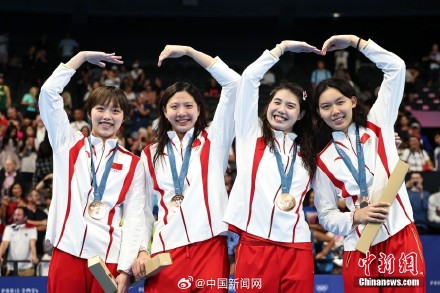 中国游泳队创多项纪录