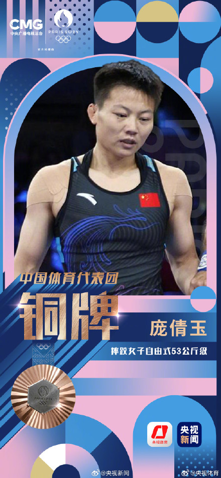 奖牌+1！庞倩玉摔跤季军