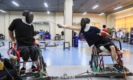 中国运动员挥汗集训备战巴黎残奥会