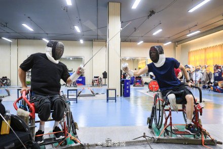 中国运动员挥汗集训备战巴黎残奥会