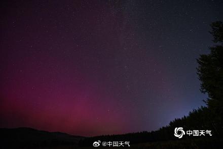 震撼！受地磁暴影响 内蒙古呼伦贝尔现粉紫色极光美景