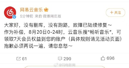 网易云音乐补偿7天会员