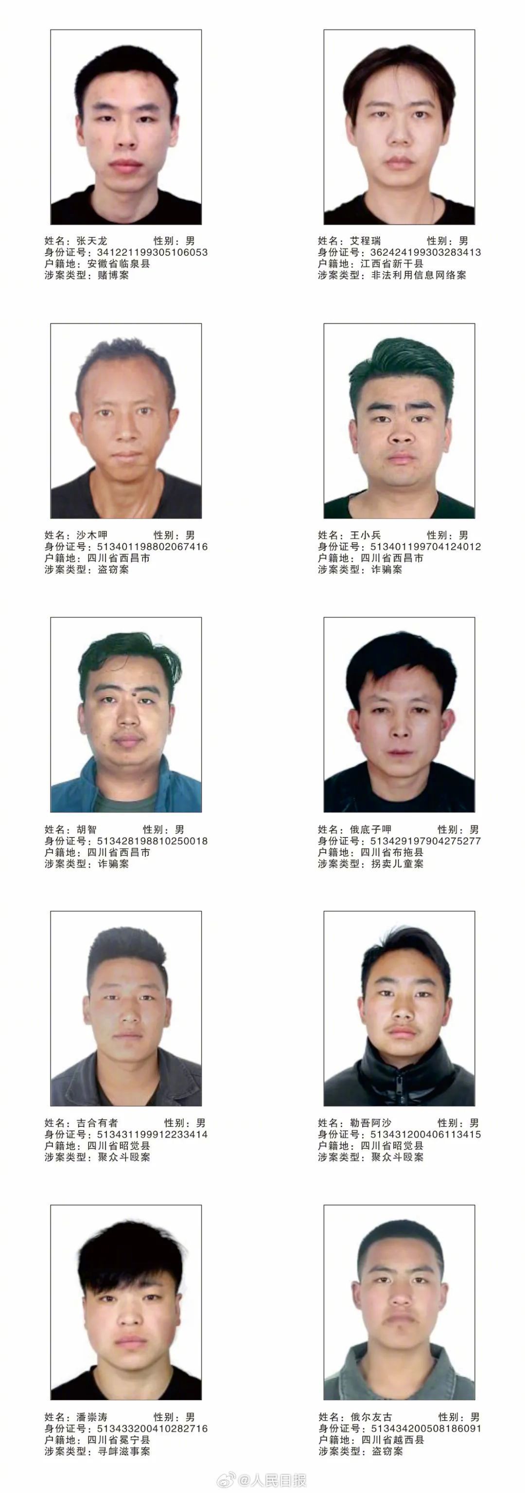 涉诈骗运毒拐卖儿童等！凉山公安公开缉捕30名在逃人员