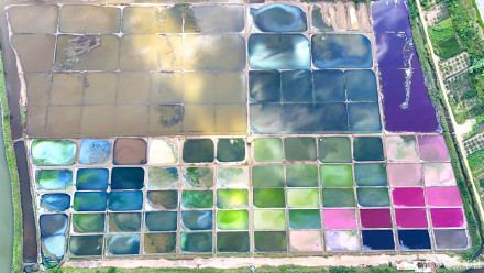 被初秋五彩盐田惊艳到了，美得像调色盘