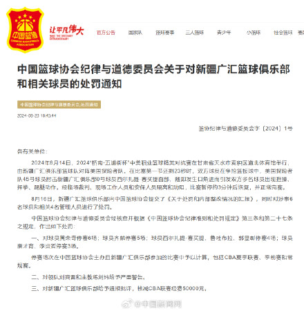 新疆广汇俱乐部被篮协处罚 新疆广汇俱乐部被篮协处罚