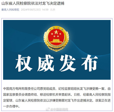 山东检方对龙飞作出逮捕决定龙飞被逮捕 山东检方对龙飞作出逮捕决定龙飞被逮捕