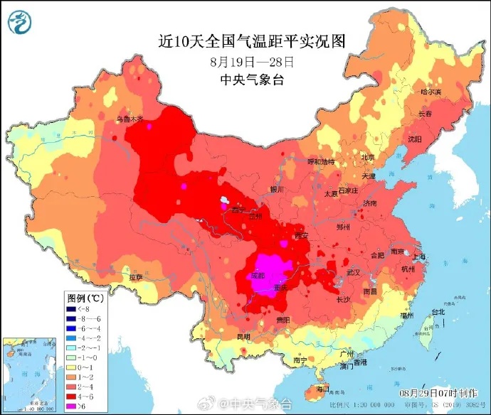 成都连续第8天发布高温红色预警信号！四川一地气温已超43℃