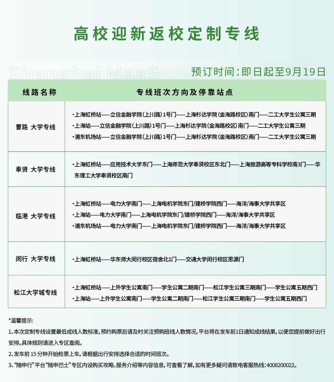 上海公交启动“开学模式”增加运能，虹桥枢纽提前升级高校定制专线服务举措