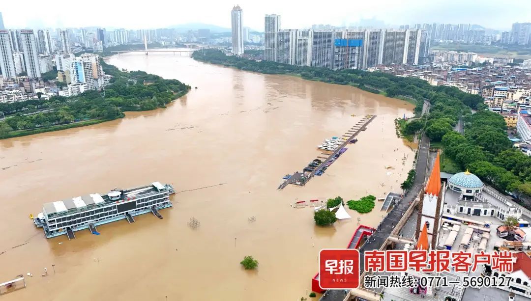 广西多条河流超警！水位还在上涨！南宁亭子码头多处被淹……