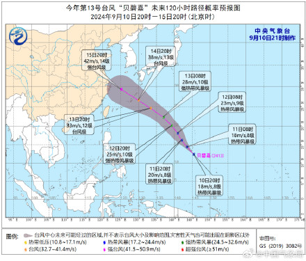 今年第13号台风贝碧嘉来了 趋向我国东海海面