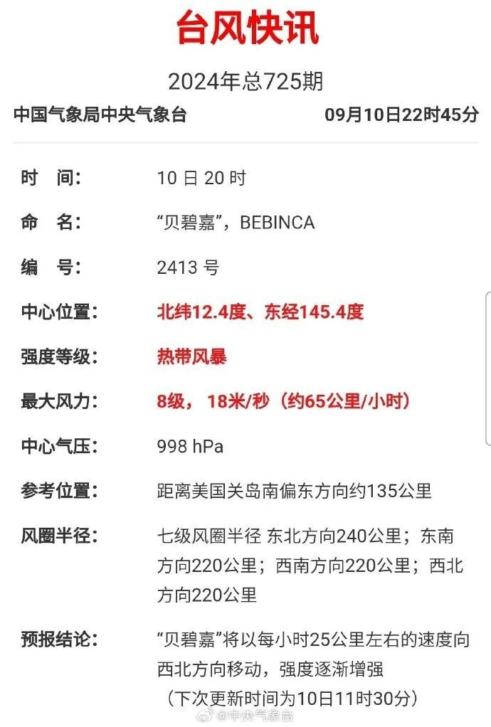 新台风“贝碧嘉”生成，中秋假期可能影响华东