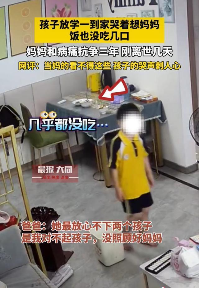 妈妈抗癌失败离世，广东一男孩回家不吃饭流泪大喊“妈妈”