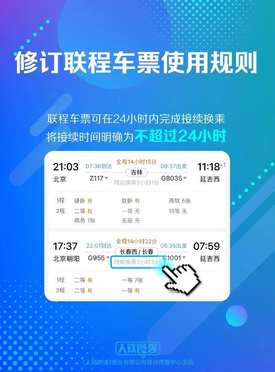 12306上新“同车接续”功能！车票改签也更方便了→