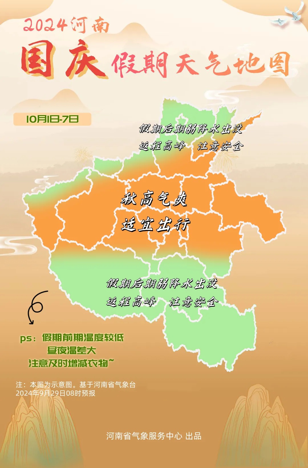 河南国庆假期天气出炉！