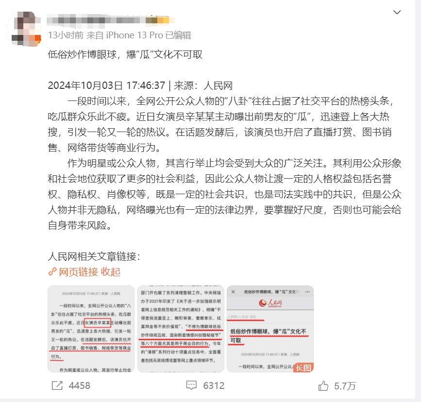 人民网发文打假