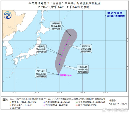 第19号台风“百里嘉”在西北太平洋洋面上生成