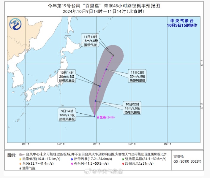 19号台风“百里嘉”生成！